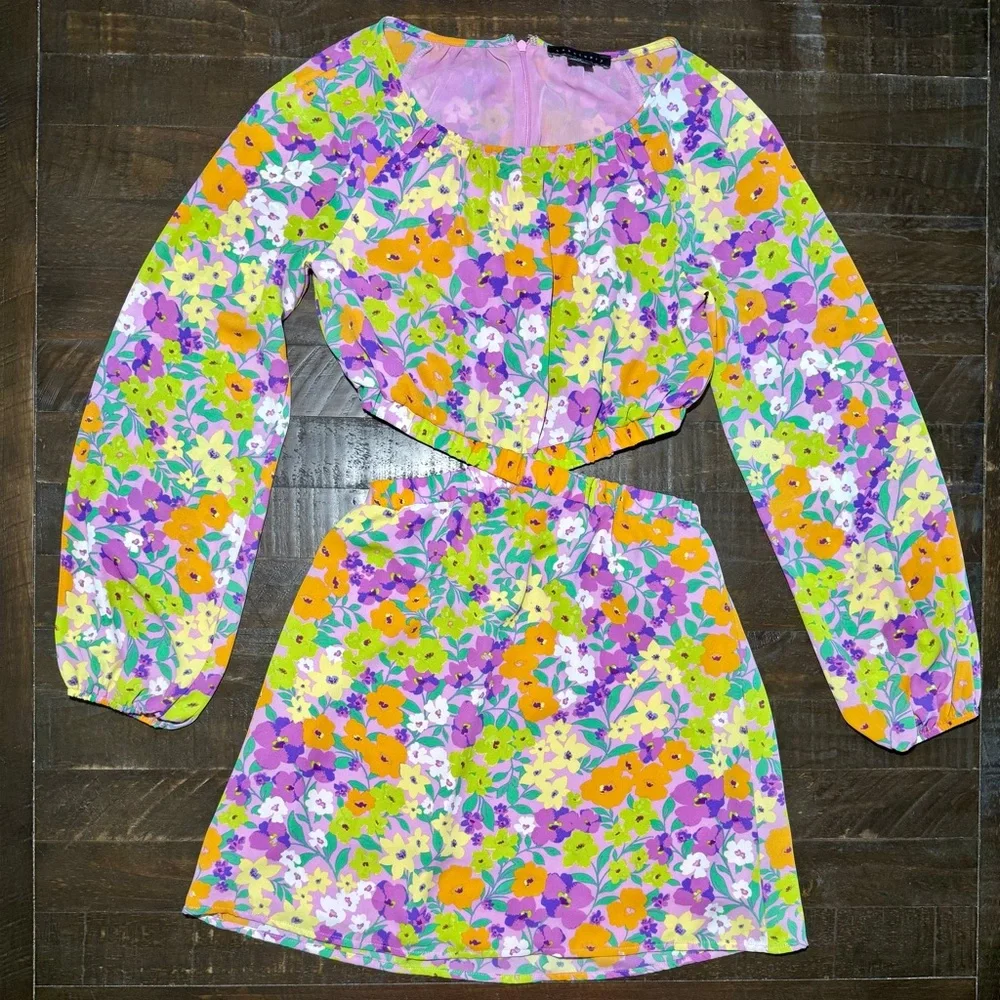 Sanctuary Fresh Garden Vibrant Floral Cutout Mini Dress XS Summer Easter Spring - Picture 6 of 15